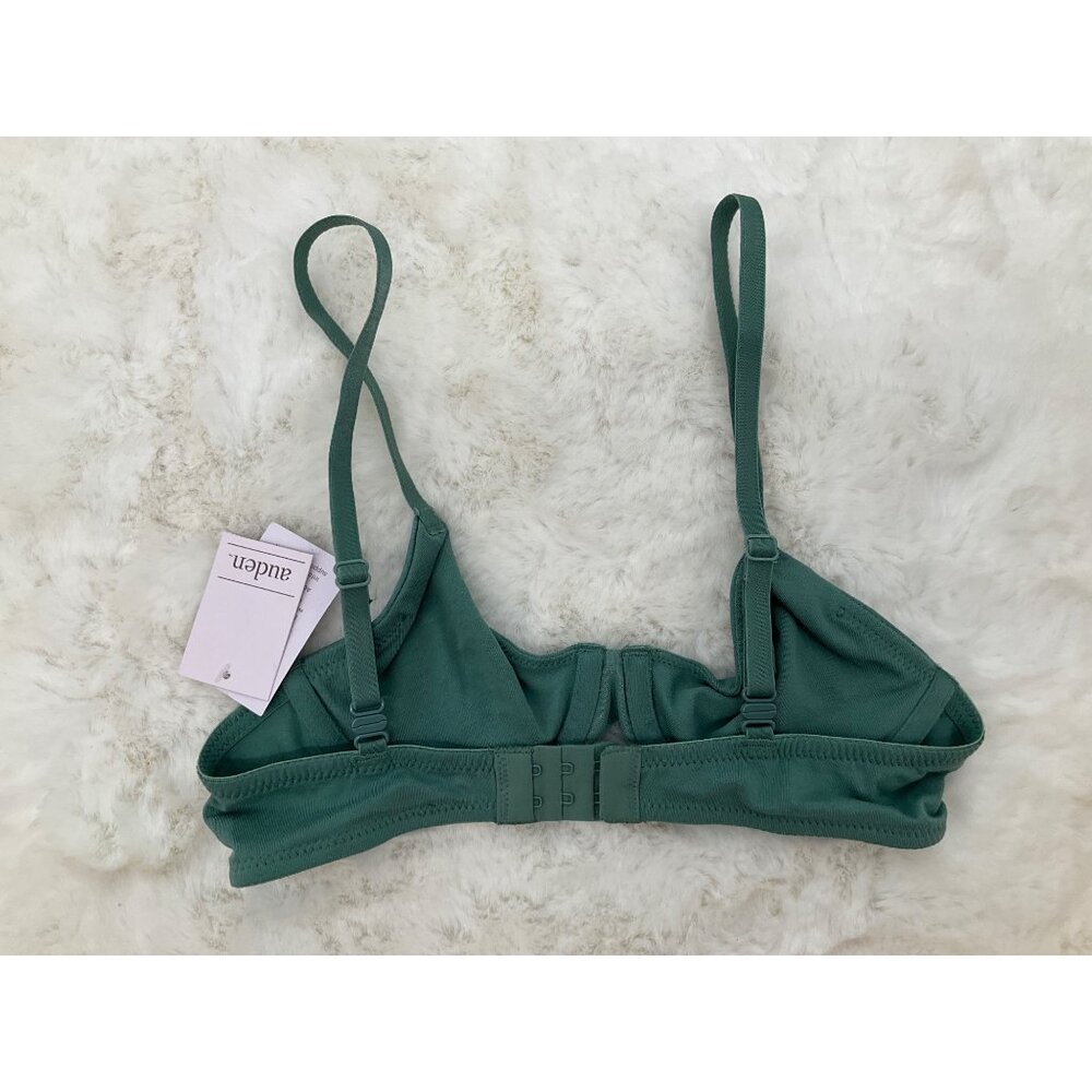 Auden size 36A Cotton Stretch Unlined Demi-Coverage Underwire Bra, Green - Picture 4 of 4